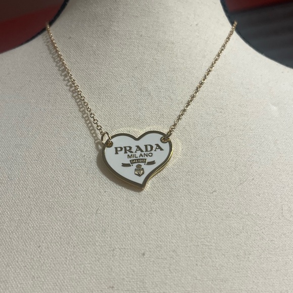 Upcycled Prada Pendent Chain Necklace 18K Plated Stainless - Picture 4 of 4